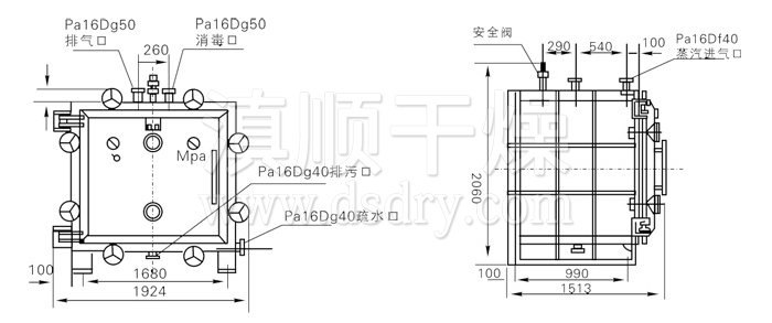 方形靜態真空幹燥機結構示意圖（tú）